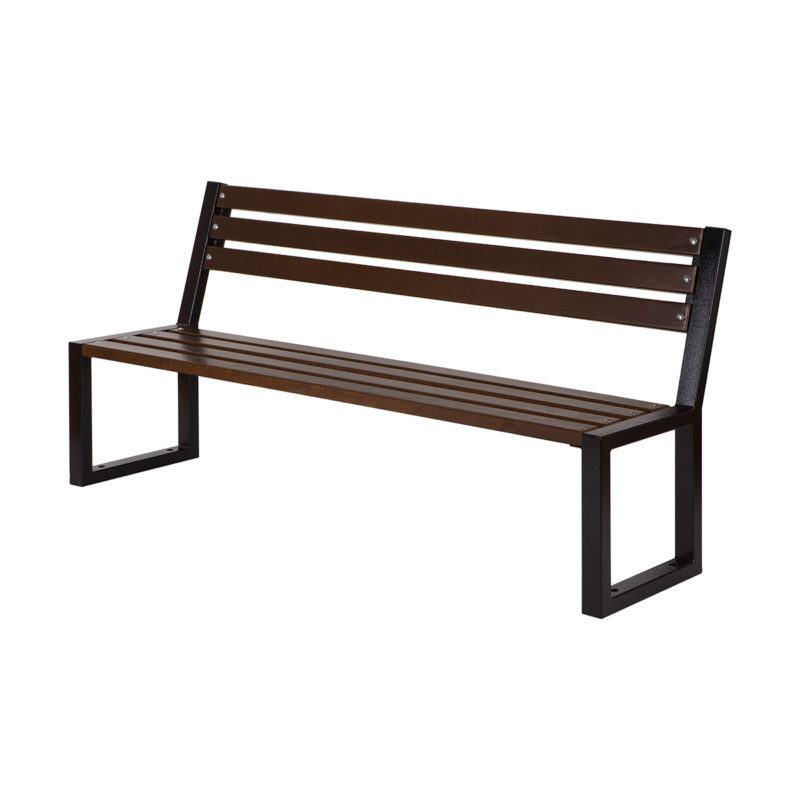 Steel bench with a park backrest